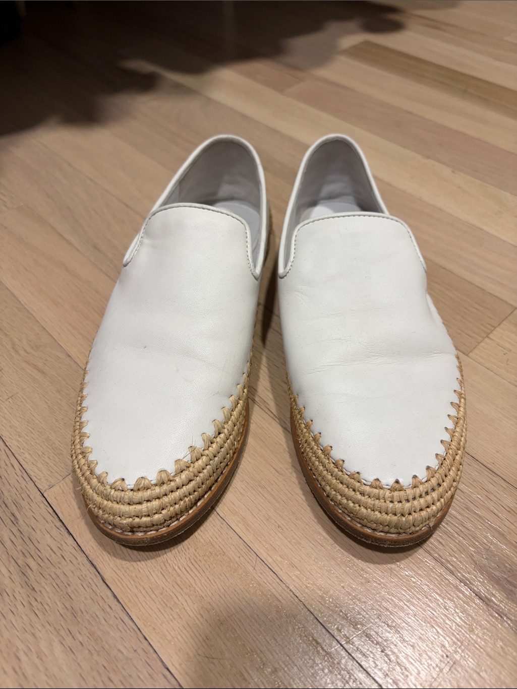 Vince White Leather Espadrille Slip-On Loafers For Women Us 7.5